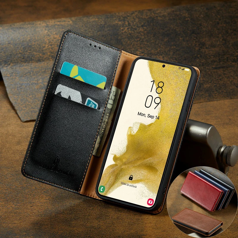 Slim Leather Flip Phone Cover for Samsung Galaxy S25 S24 S23 S22 S21 Note20 A72 A56 A52 A35 A34 A33 A26 A25 A16 A15 A13 A42 A36