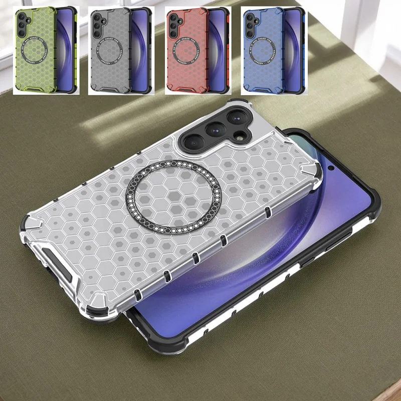 Magnetic Wireless Charging Armor Airbag Phone Case for Samsung Galaxy S25 Ultra S24 S23 A16 A26 A35 A55 A56 M35 Protection Cover
