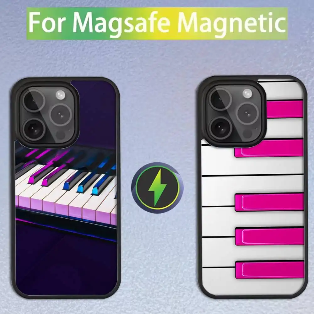 Music Piano Keyboard Phone Case For iPhone 17,16,15,14,13,12,11,Pro,Max,Plus,Mini,SE Magsafe Magnetic Wireless Charging