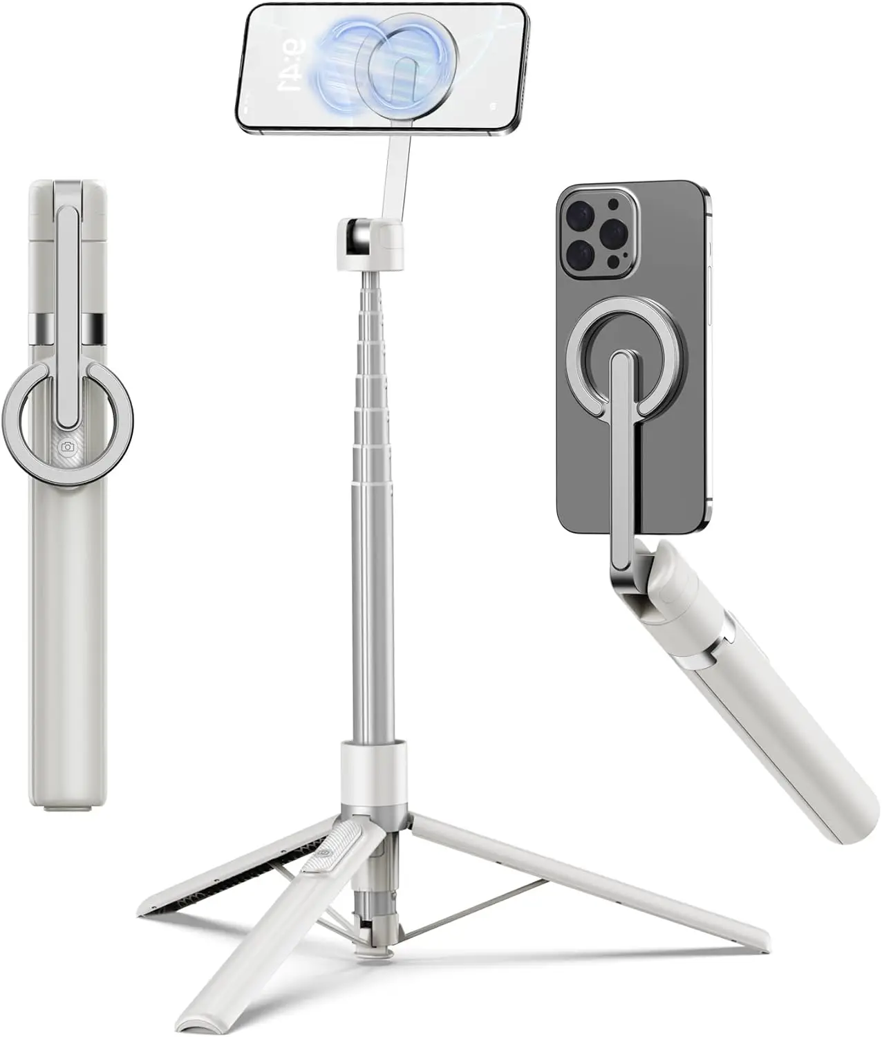 68" Magnetic Selfie Stick Tripod with Aluminum Strong Magnetic Holder for Magsafe, 360° Rotatable Travel Phone Tripod S