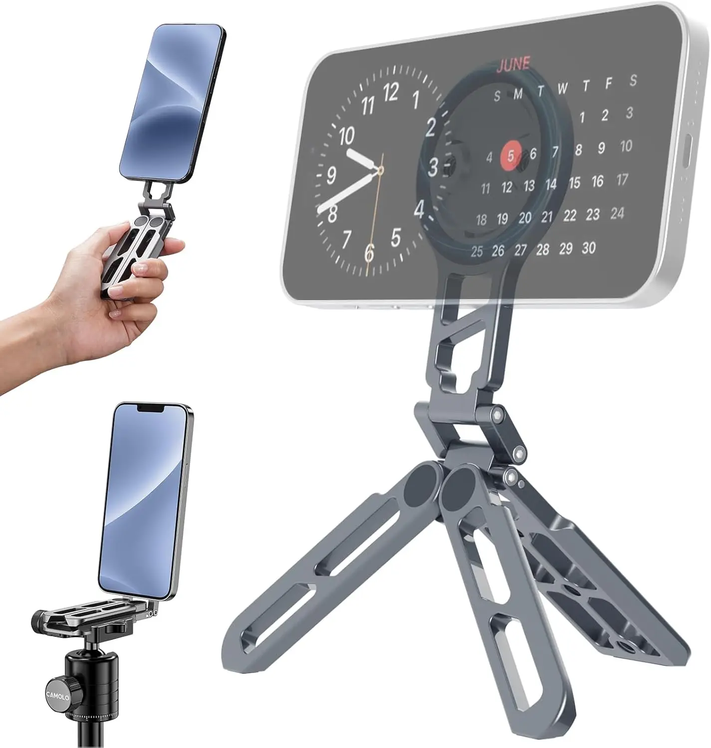 Magnetic Pocket Phone Tripod Foldable Compatible with Magsafe for iPhone 15/14/13/12 Plus Pro Max Series, Upgrade Mini C
