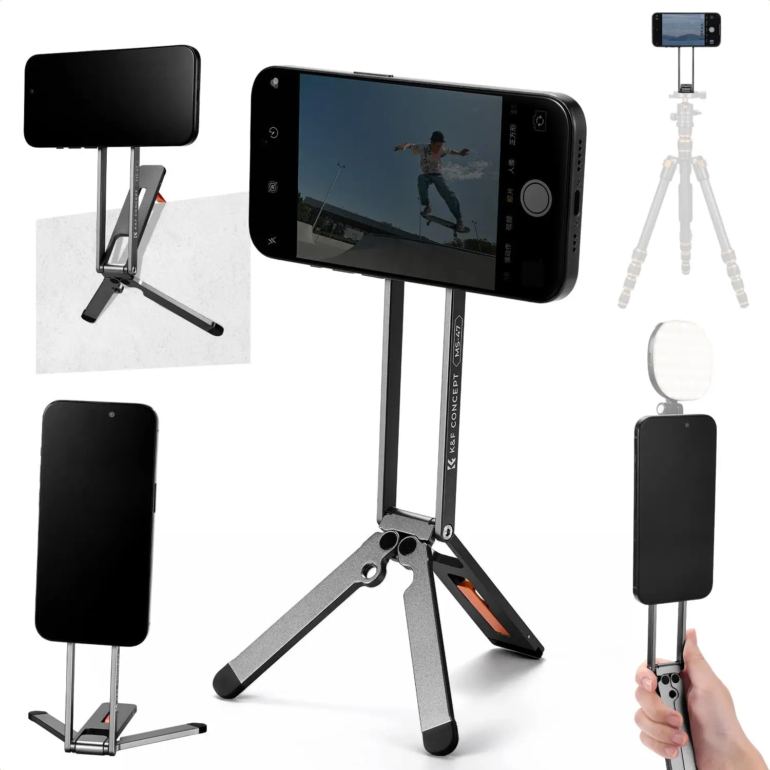 Magnetic Phone Tripod Stand, 23N Strong Magnetic Mini Tripod Aluminium Alloy Pocket Selfie Stick, Mag Safe Phone Holder