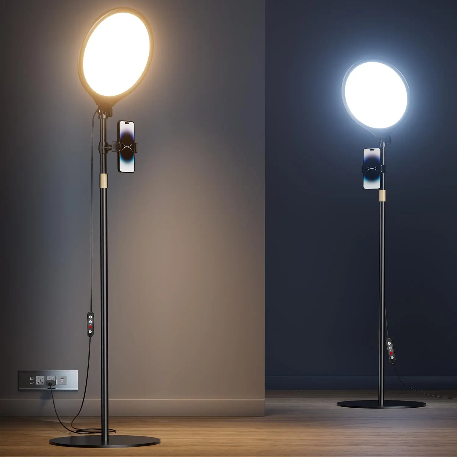10.5" Ring Light with Stand and Phone Holder - 72" Tripod for iPhone with Light, Professional Led Ringlight for Video Re