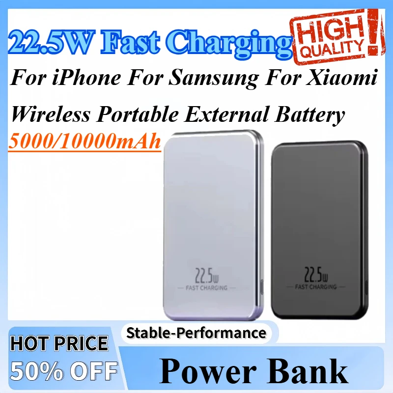 5000/10000mAh Magnetic PowerBank PD 22.5W Fast Charging Wireless Portable External Battery For iPhone For Samsung For Xiaomi