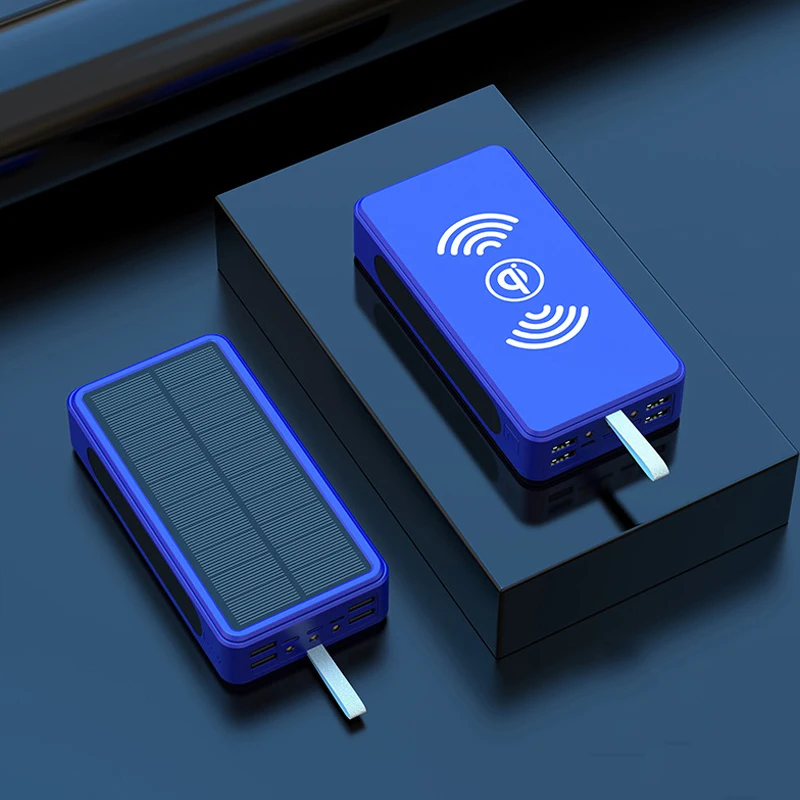 Solar Power Bank External Battery for iPhone Wireless Charger Fast Charging for Xiaomi Mi Samsung S22 S23 Mobile Phone 50000mAh