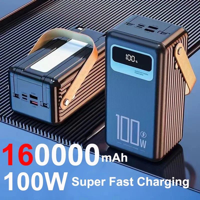 160000mAh Super Power Bank 100W Fast Charging Portable Charger Powerbank Double USB for iPhone 16 Samsung Xiaomi Spare Battery