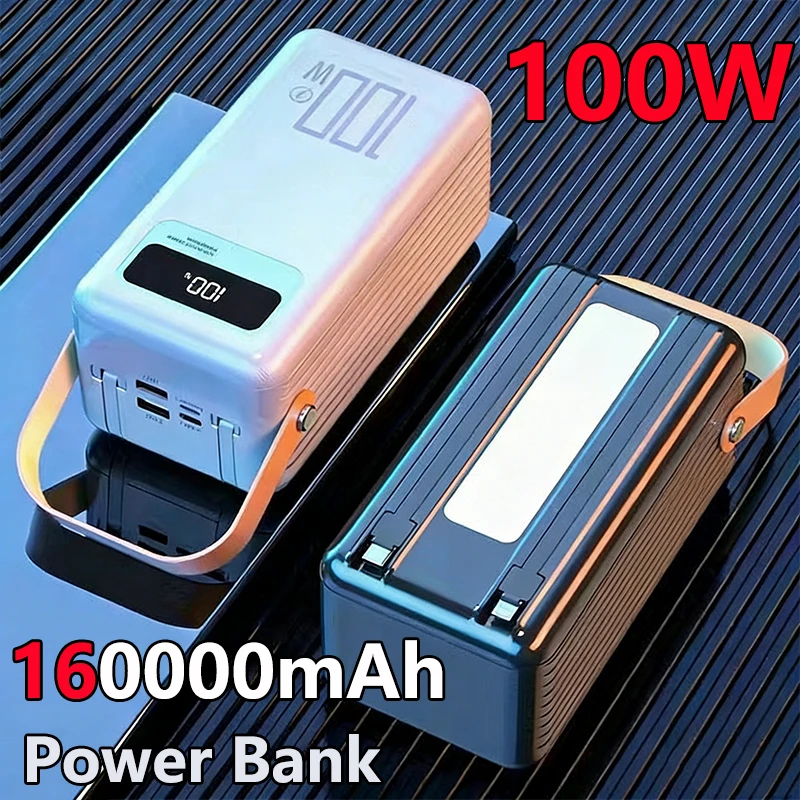 High Capacity Power Bank 160000mAh 100W Super Fast Charging For iPhone Huawei Xiaomi Samsung Portable External Battery Powerbank