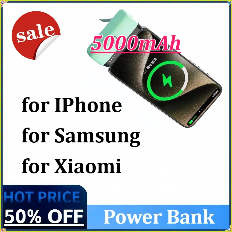 New PD20W 5000mAh Mini Power Bank Fast Charging LED Indicator Power Bank Pocket Power Bank for IPhone for Samsung for Xiaomi