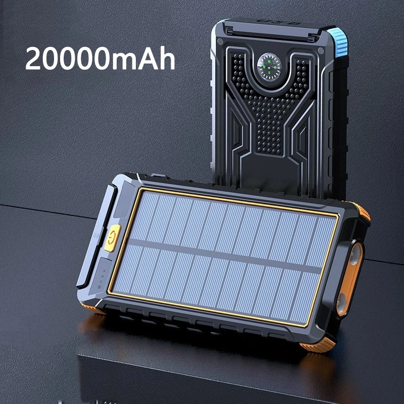Waterproof Solar Power Bank 20000mAh LED SOS Light Portable Charger Powerbank for iPhone Samsung Huawei Xiaomi External Battery