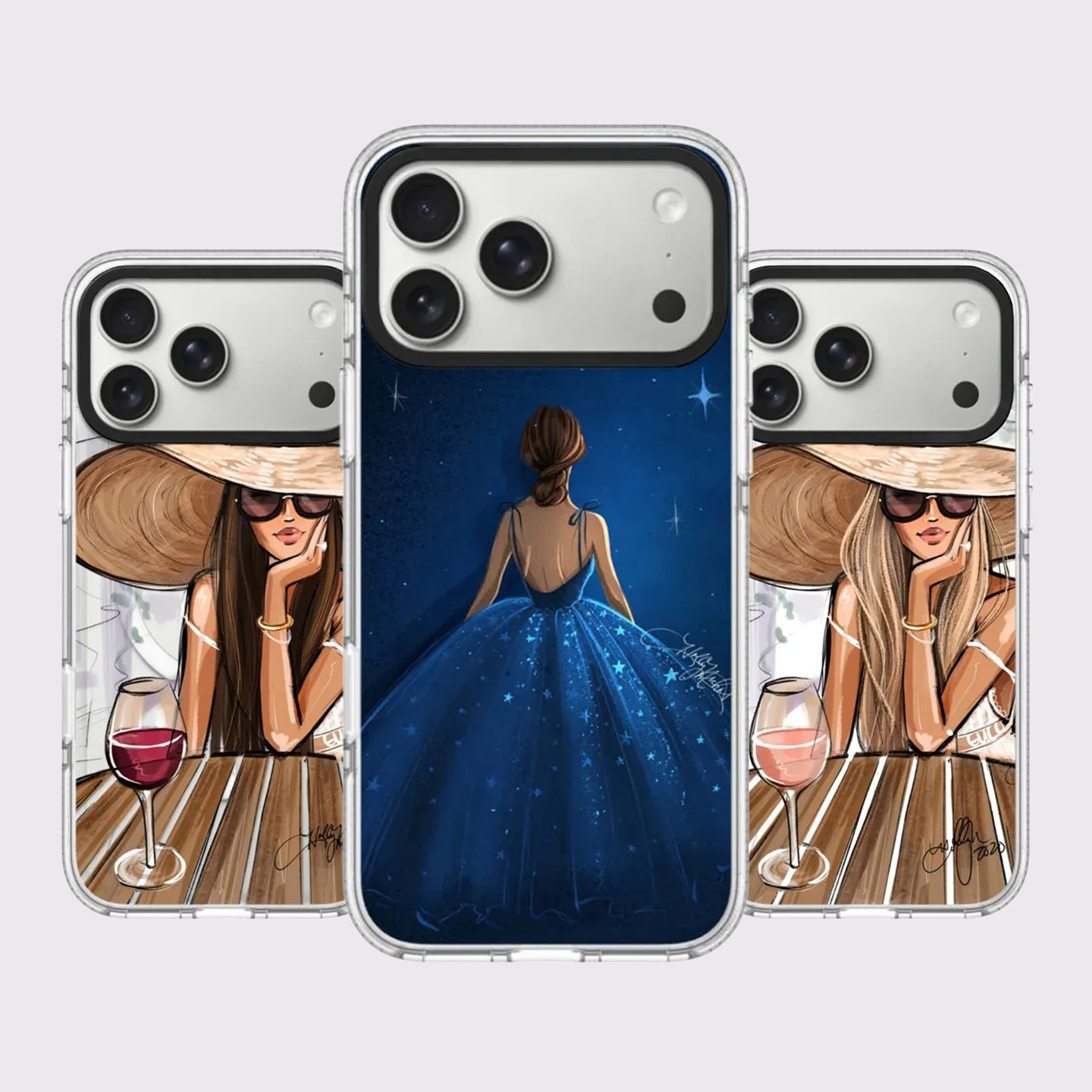 Full Dress Pattern White Border Magnetic Cover for IPhone 12 13 14 15 16 17 Pro Max Case for IPhone 17 Air