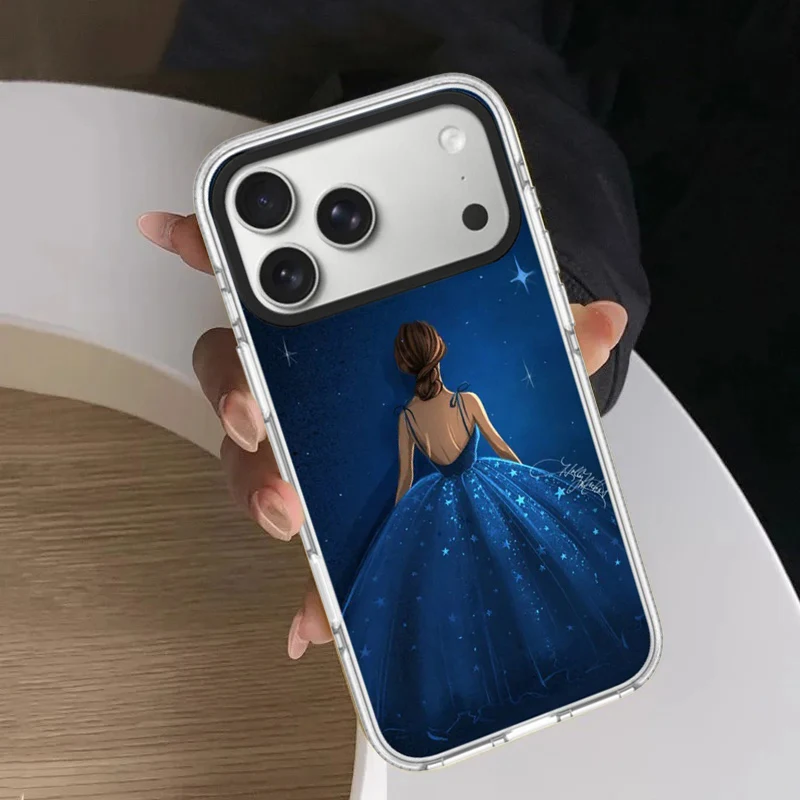 Dress Girl Pattern White Border Magnetic Cover for IPhone 12 13 14 15 16 17 Pro Max Case for IPhone 17 Air