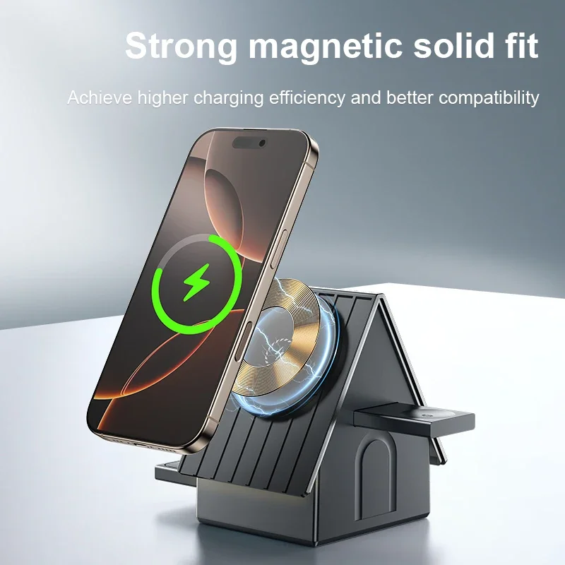 Wireless Charger for iPhone 17 16 15 14 13 12 11 X 8, 3 in 1 Charging Station for Apple Watch 10/9/8/7/6/5/4/3/2/SE/Ultra/A7