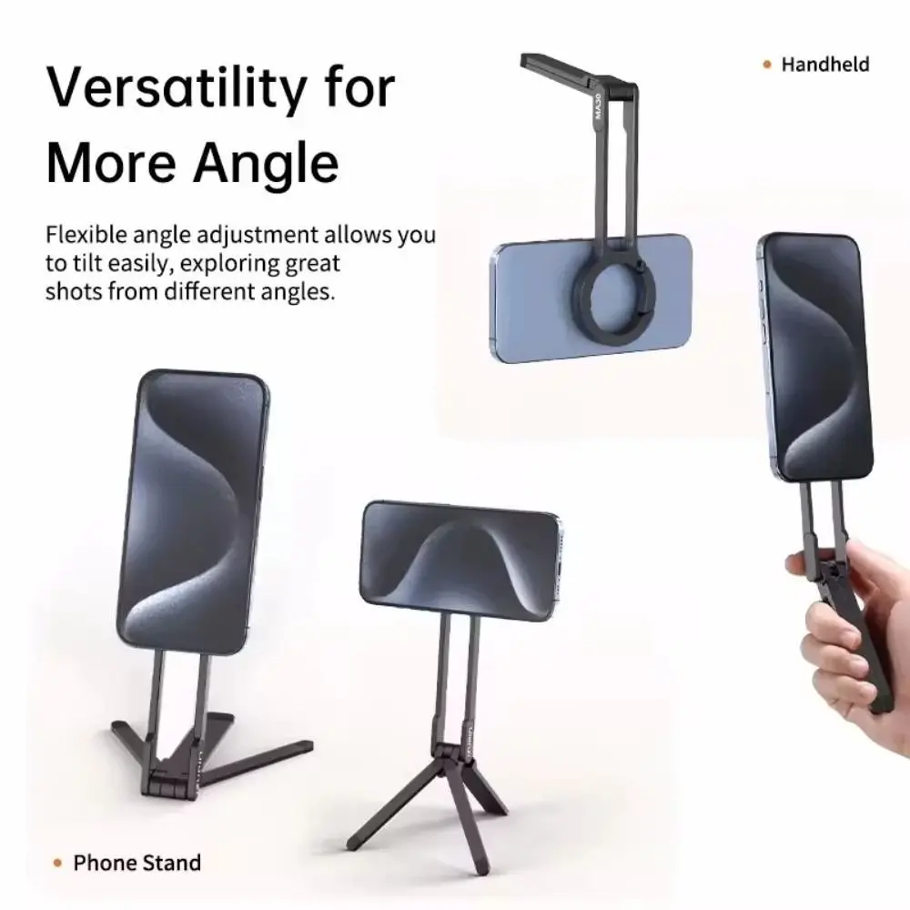 Foldable Phone Tripod Carabiner Creative Adjustable Dual-sided Magnet Tripod Portable ABS Magnetic Phone Tripod