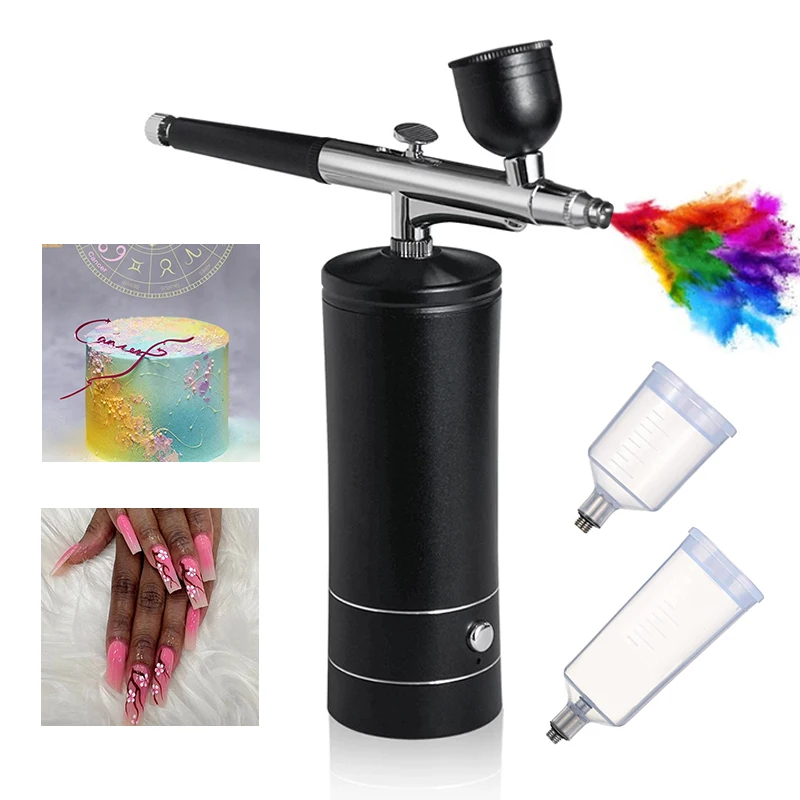 Portable Airbrush Set with Compressor, USB Charging, 0.3mm Nozzle for Painting, Tattooing, Manicure, Makeup and Model Coloring