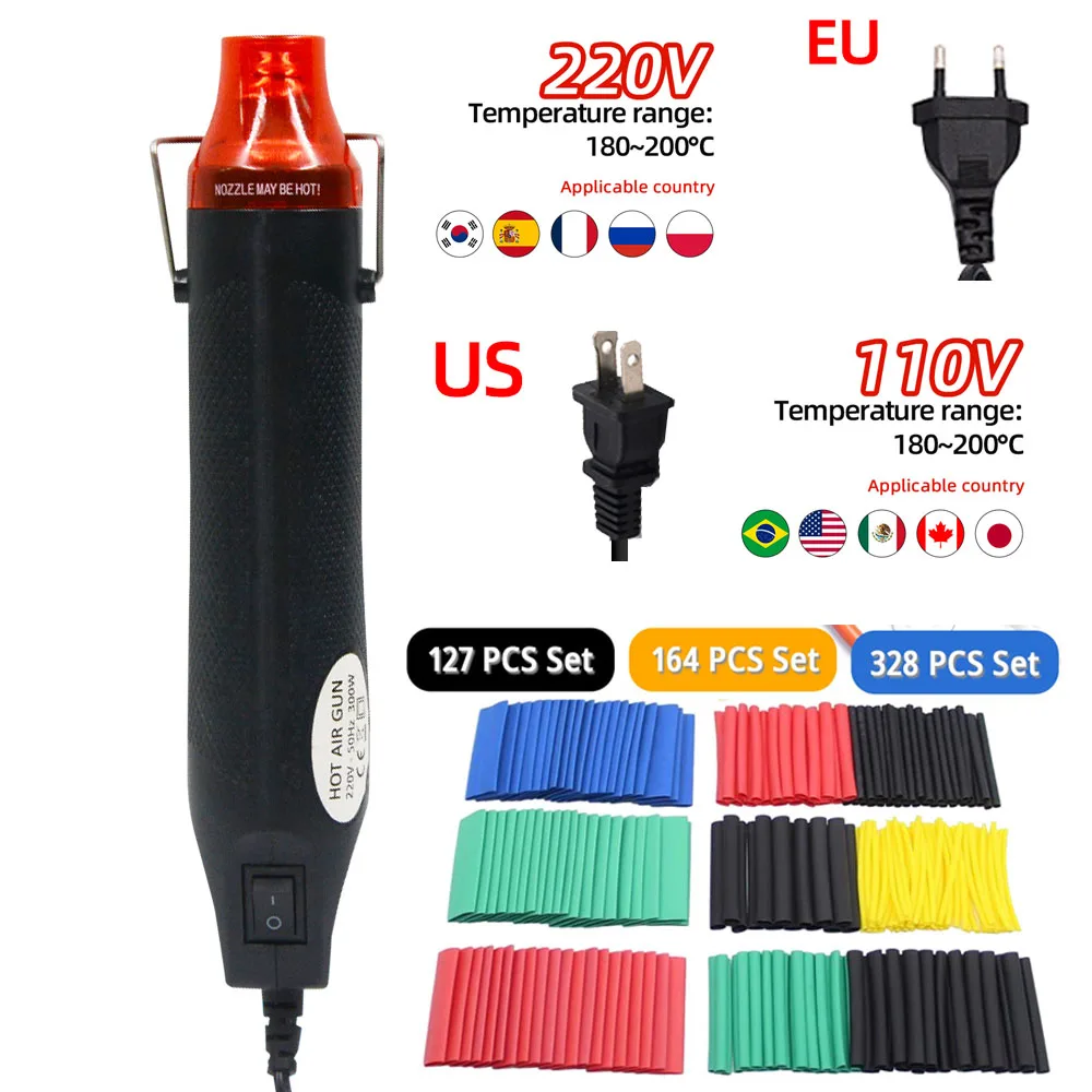 300W Hot Air Heat Gun Electric Power Temperature Blower Mini Tool Kit for DIY Shrink Tubing Soldering Wrap Plastic Rubber Stamp