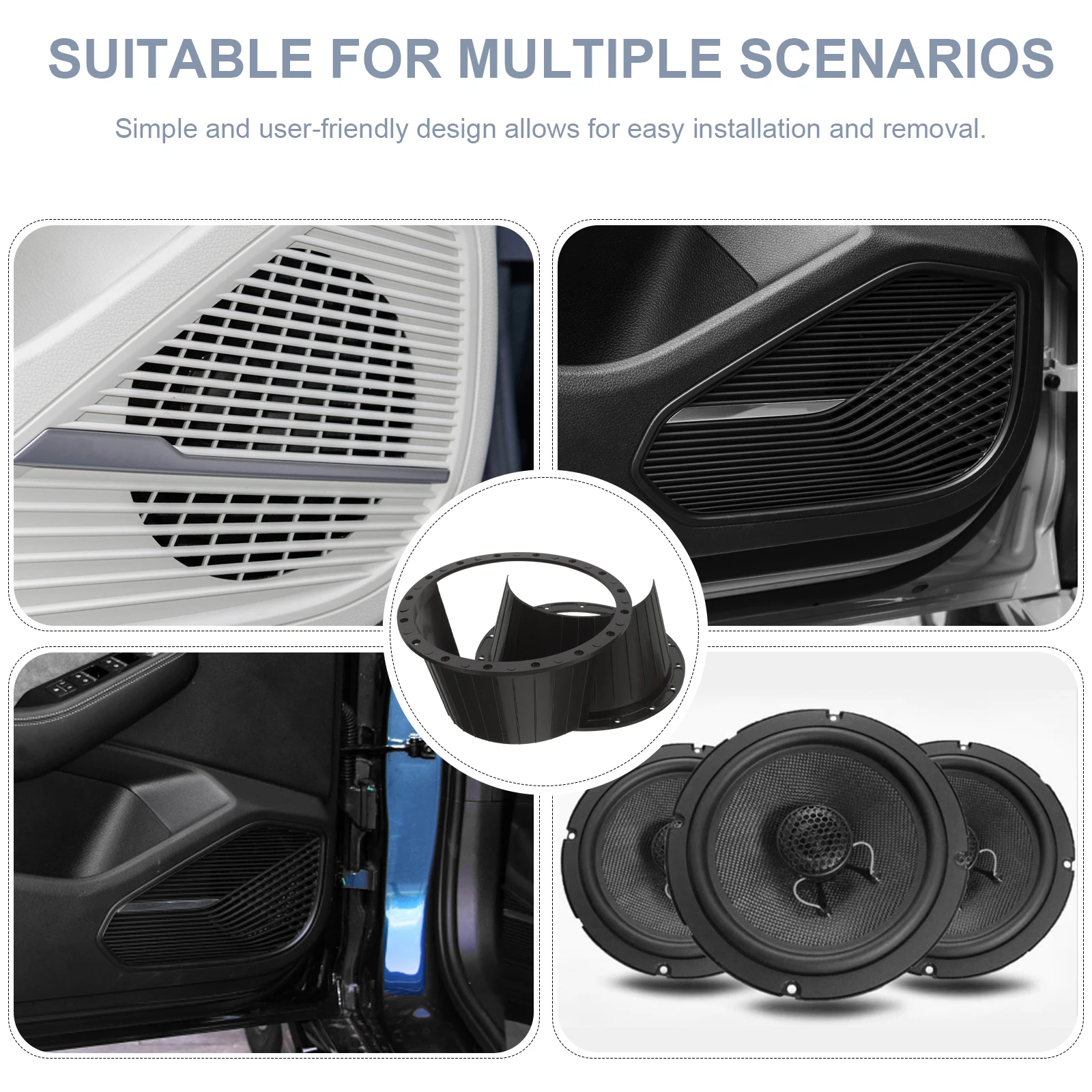 2Pcs Splashproof Car Speaker Spacer Ring Plastic Adapter Waterproof Cover Compatible 65 Inch Vehicle Speaker Accessories