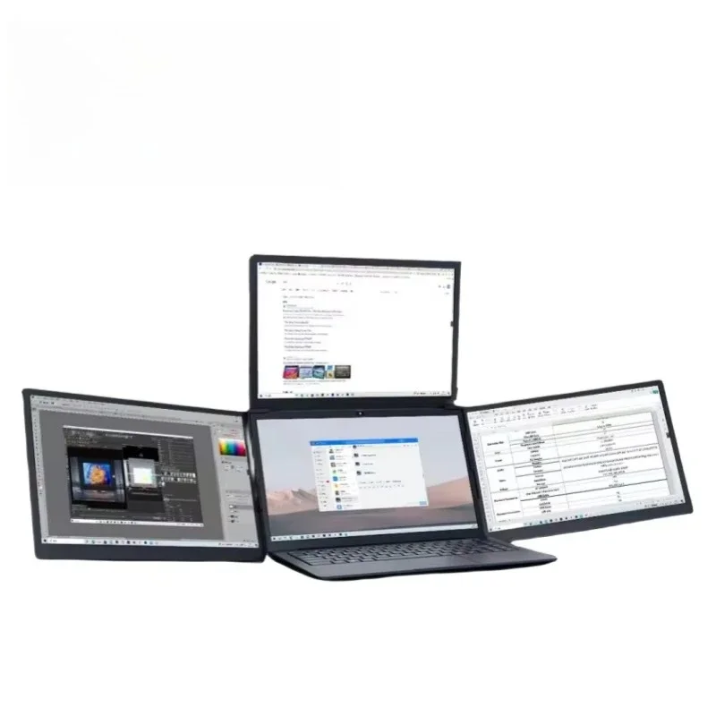 computer dual screen LCD computer 3 monitor portable foldable laptop monitor expander three screen office game monitor