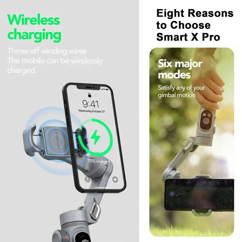 # Hot Sales For AOCHUAN Smart X Pro 3-Axis Handheld Smartphone Gimbal Stabilizer Fill Light Wireless Charging For IPhone Samsung