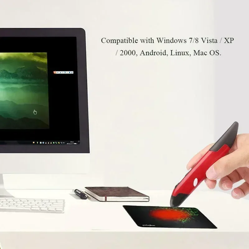 Mini 2.4G Wireless USB Optical Presenter Pen-Shaped Stylus Mouse 2.4GHz Adjustable 1600DPI 4 Key Mice for Laptop PC Smart TV Box