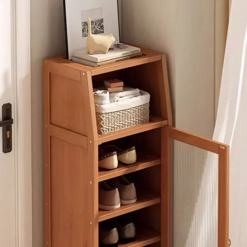 Transparent Wood Nordic Shoe Cabinet Vertical Vintage Narrow Shoe Cabinet Modern Indoor Organizador De Zapatos Home Furniture