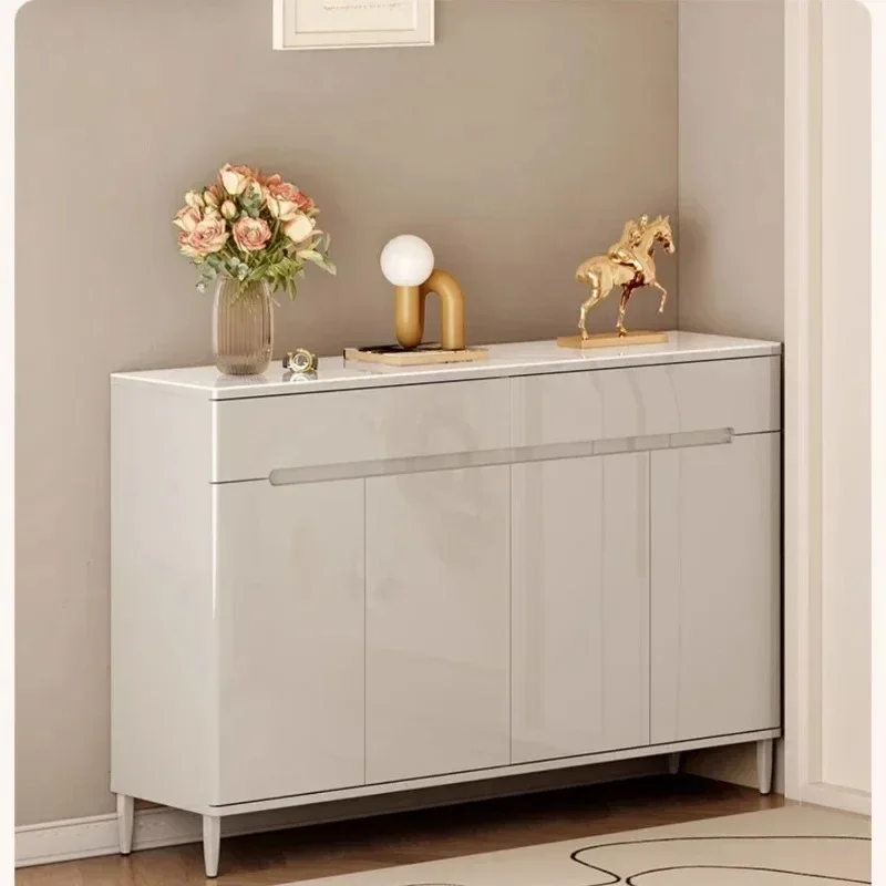 Shoe cabinet household door large-capacity multi-layer entrance cabinet integrated against the wall cream wind into the home
