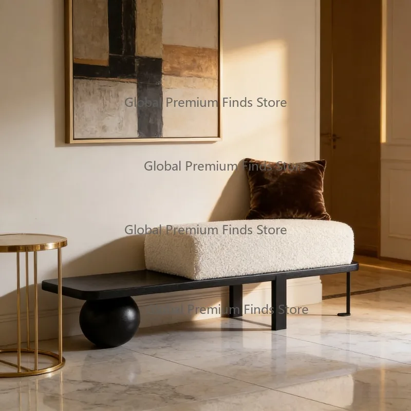 Nordic-Style Creative Shoe Bench Modern Minimalist White Entryway Stool for Living Room Home Use