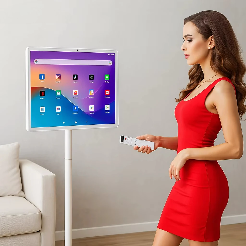 32 Inch Android 15 Smart TV Portable Monitor with Stand 6+128GB Rotatable Tablet PC for Home/Office