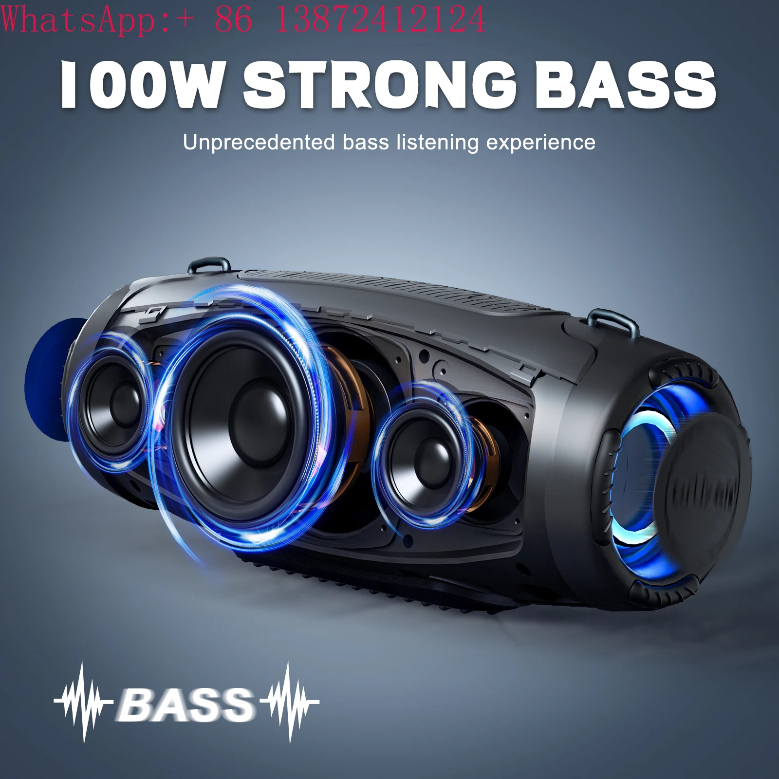M8 OHAYO 100W Portable Sound Speaker with 2PCS Wireless Mic Support Bass up Technology EQ Mode Rechargeable Battery, USB/TF Car