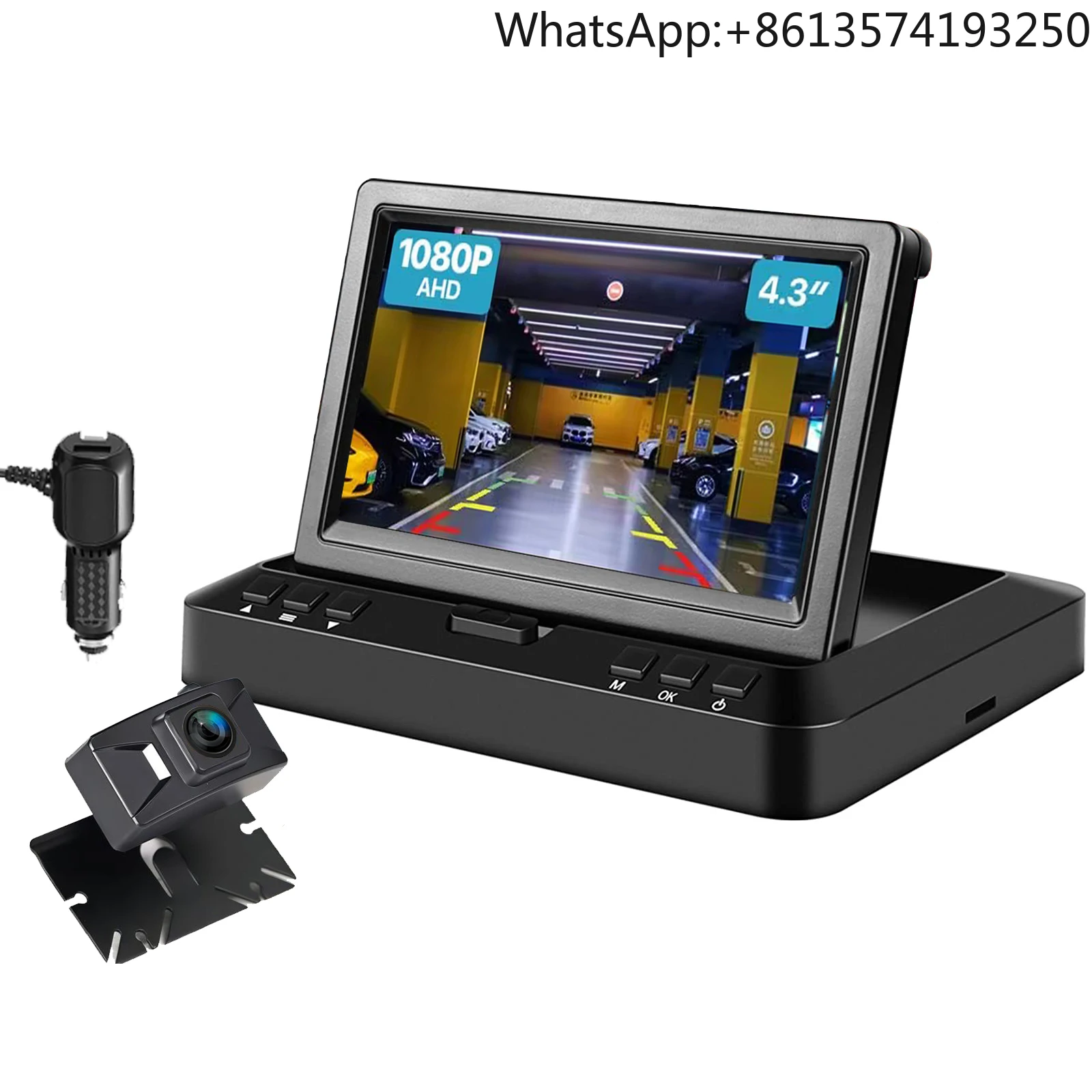 Wireless Backup Camera License Plate With 4.3 Inch Car Monitor Foldable Screen Night Vision Waterproof 12v For Car SUV Rv Van
