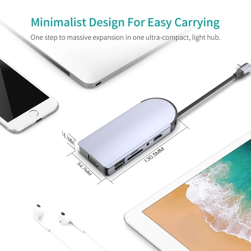 Hot Sales 10-in-1 Type-C Docking Station USB Hub Multi-Function Expansion Dock PD100W USB3.0 100Mbps for Office Computer Laptop