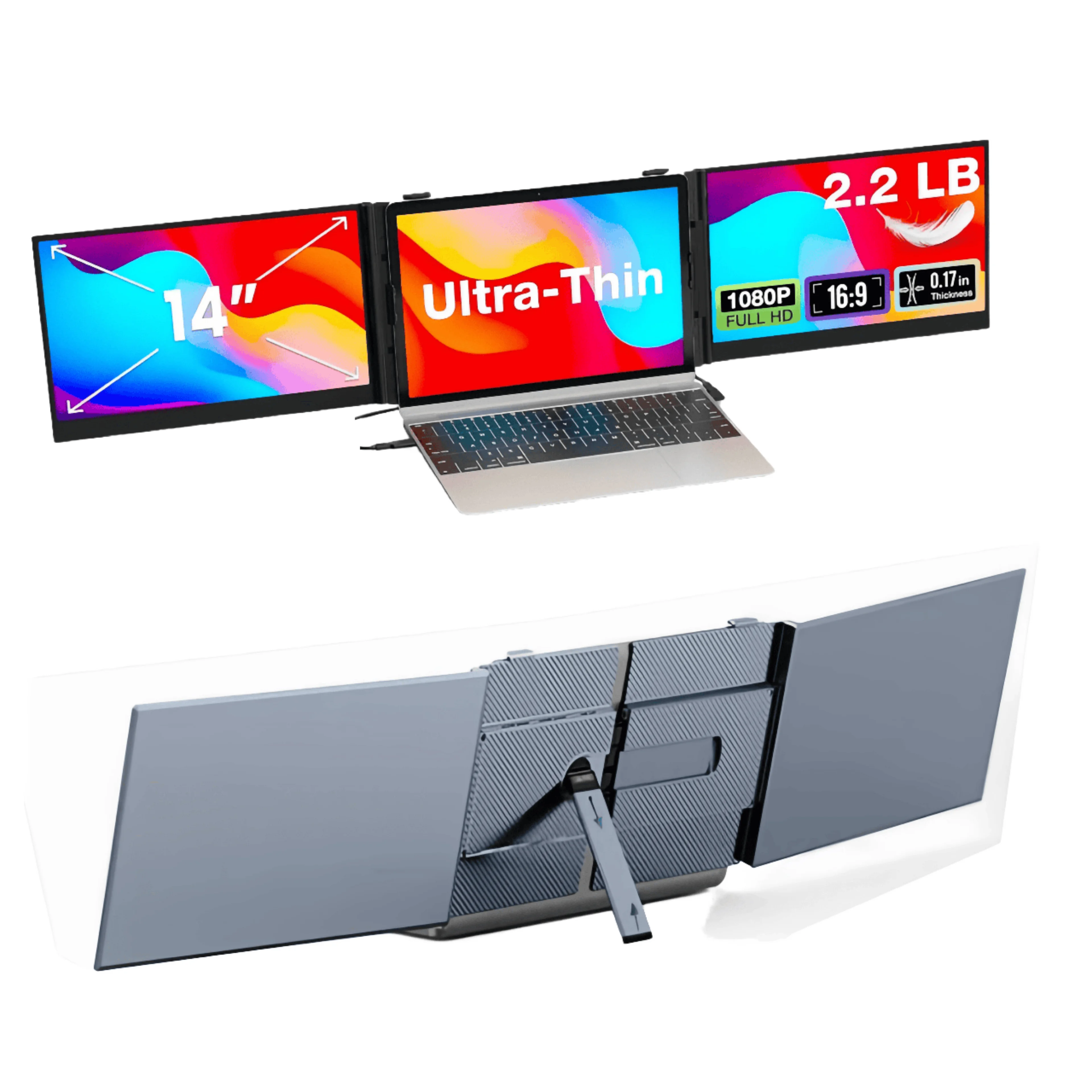 S8 PRO 14inch Ultra-light Ultra-thin Type-C LCD Screen Extender Built in Speaker Triple Portable IPS Full HD 60Hz Gaming Monitor