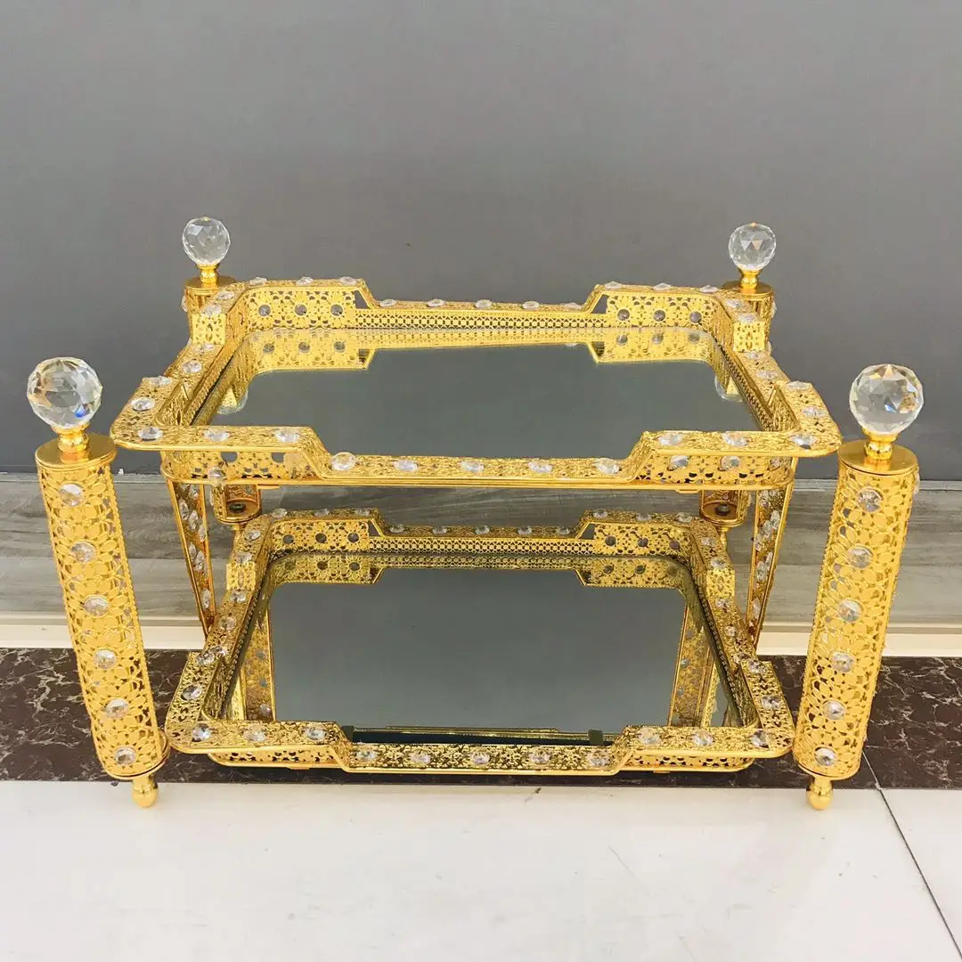 2025 Hot  Light Ethiopian Style Gold Copper Fruit Tray Home Decor Golden Rekebot Coffee &Tea Table Set
