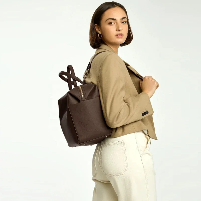 Customized PU Leather Three-in-One Portable Handbag Diaper Backpack Travel Shoulder Strap Mother Bag Fashionable Simple Design