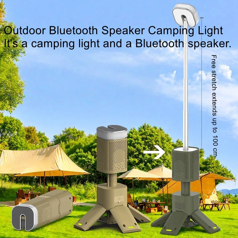LED Outdoor Camping Telescopic Tripod Bluetooth Camping Light Large Capacity Waterproof Camping Work Tent Light