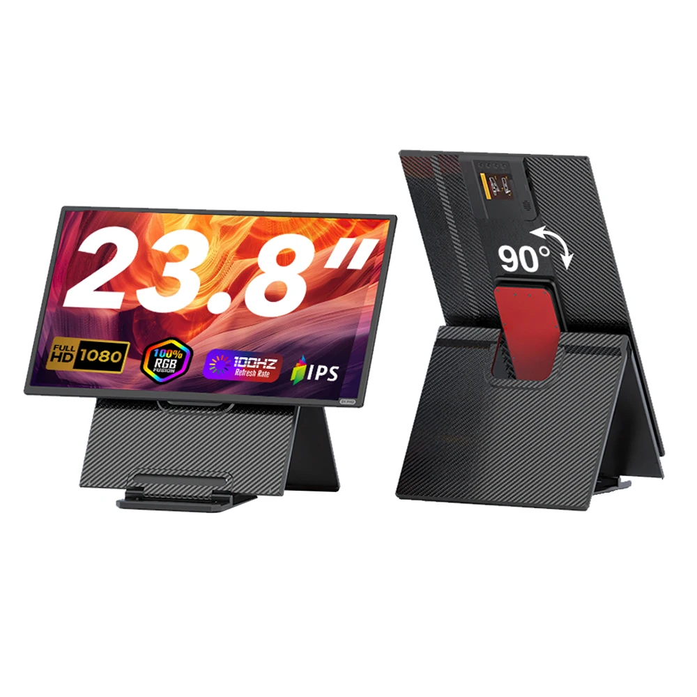 23.8" Large Portable Monitor 1080P FHD 100Hz 10ms IPS Panel Built-in Speaker Laptop Screen Extender USB-C Office Gaming
