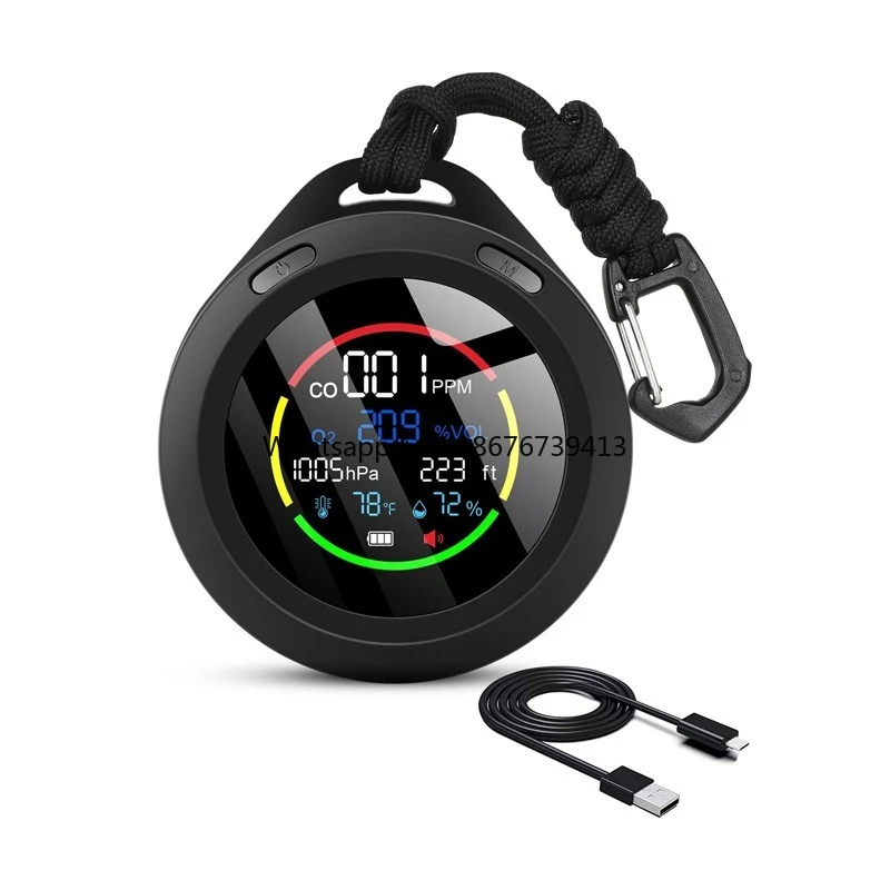 Camping Air Quality Monitor CO Temperature & Humidity Portable Oxygen Detector for Outdoor Travel