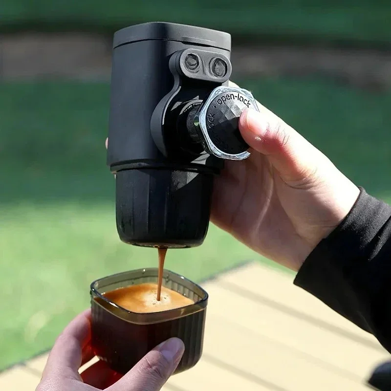 Portable Hand Press Coffee Maker Mini 2 in 1 Capsule Ground Espresso Machine for Travel Camping Home Outdoor Use