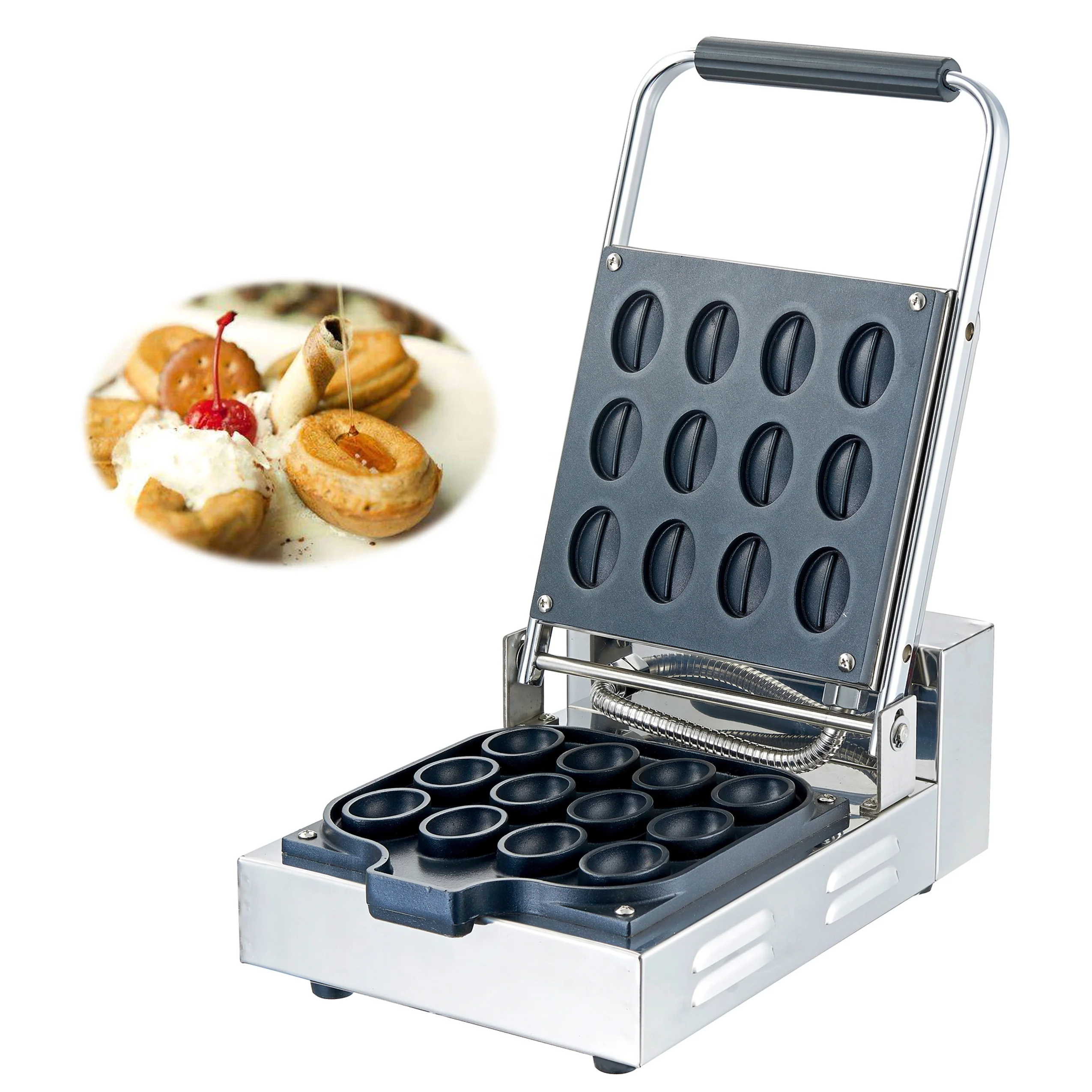Best Price Coffee Bean Shaped Waffle Machine 12 PCS Dessert Mini Electric Waffle Maker For Sale