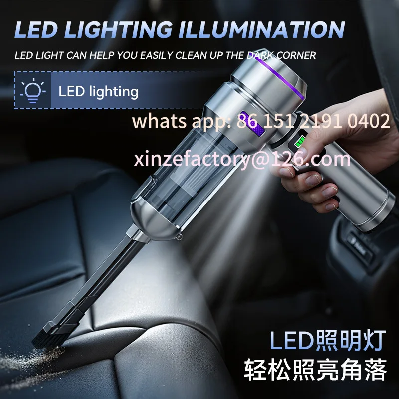 Customizable Car Digital Display Vacuum Cleaner High Power Dust Removal High Suction Dual-purpose LED Car Dust Blower