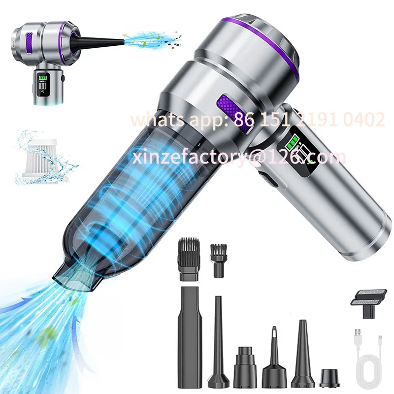 Customizable Car Digital Display Vacuum Cleaner High Power Dust Removal High Suction Dual-purpose LED Car Dust Blower