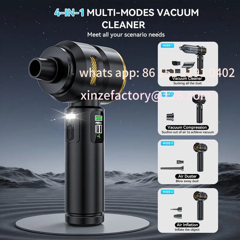 Customizable Car Digital Display Vacuum Cleaner High Power Dust Removal High Suction Dual-purpose LED Car Dust Blower
