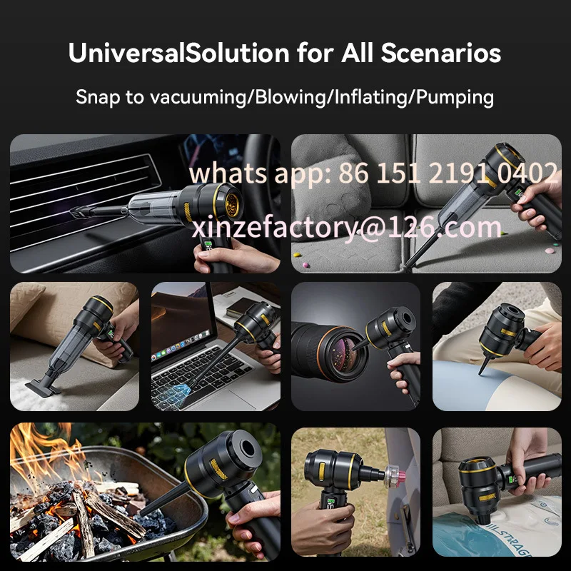 Customizable Car Digital Display Vacuum Cleaner High Power Dust Removal High Suction Dual-purpose LED Car Dust Blower