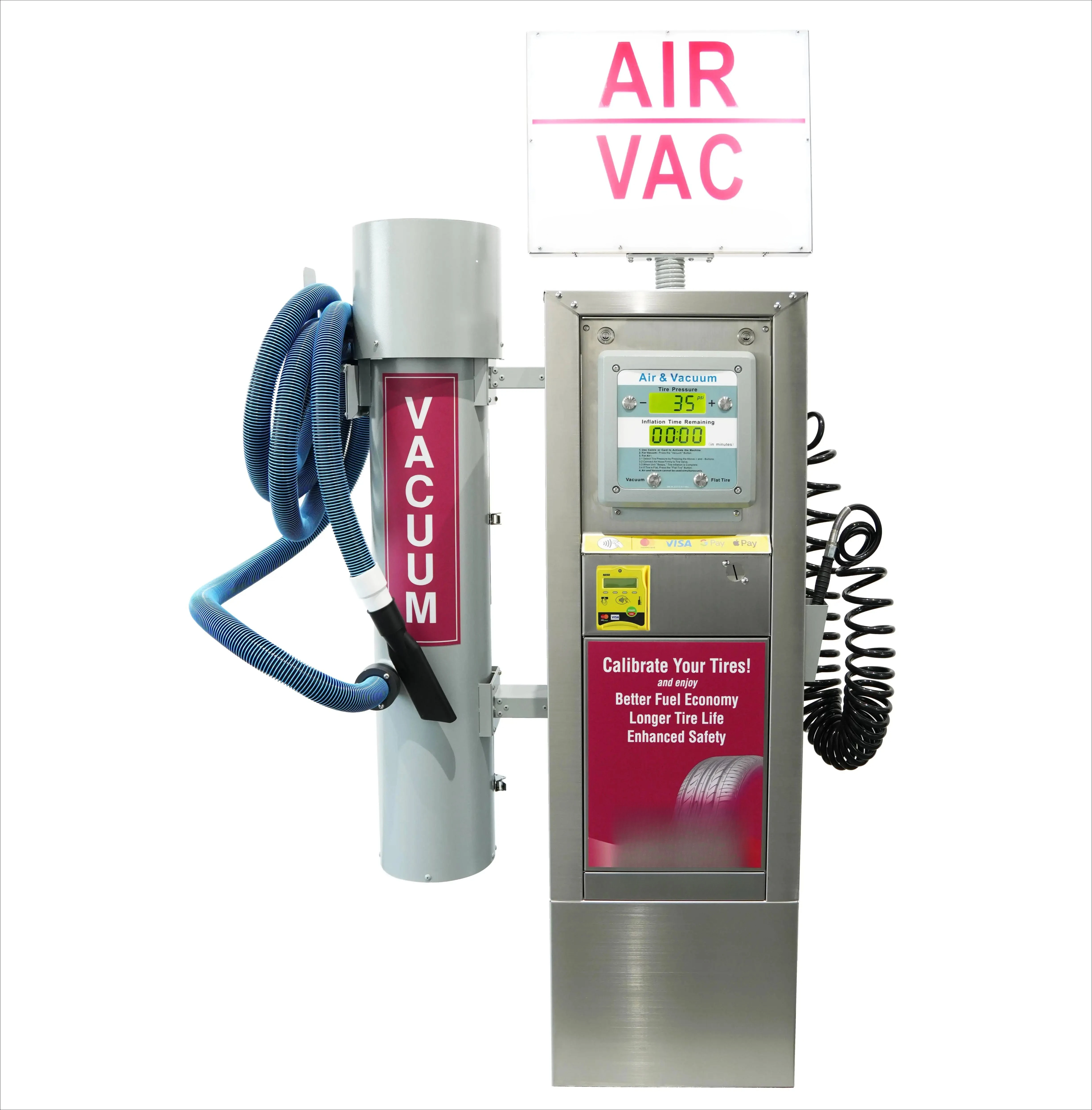 Stainless Steel Cabinet Automatic Digital Car Airpumps Inflator Machine Vehicle Tyre Inflating Vacuum Cleaner Compressors