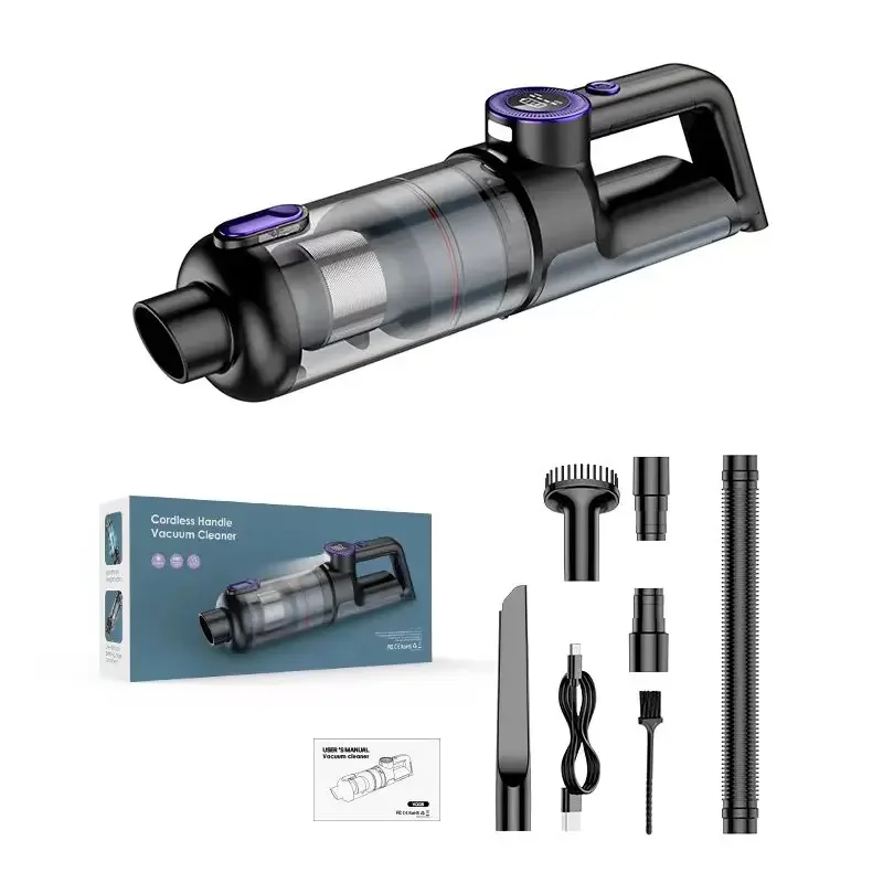 #x Digital Display Handheld Wireless Mini Vacuum Cleaner with Light Emitting Diode Cordless Car Interior Vacuum Cleaner