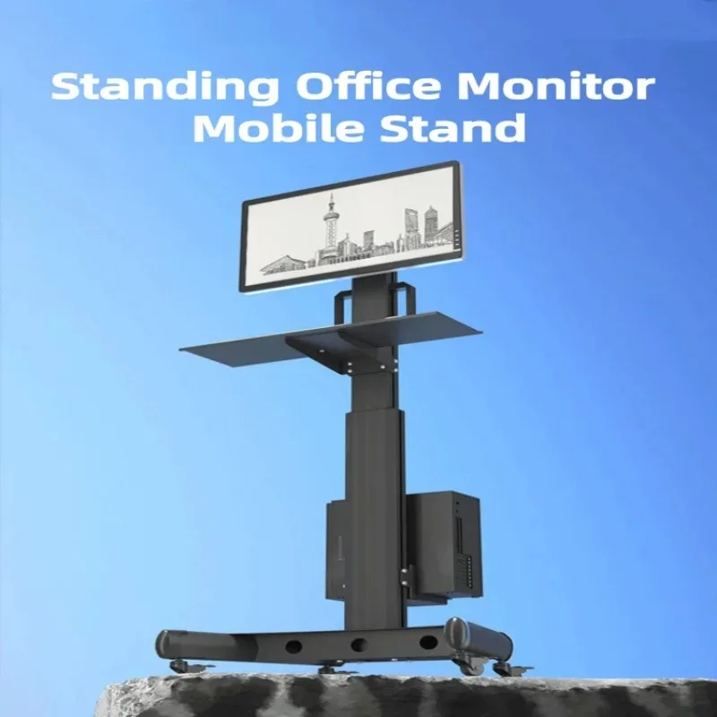 Floor-Standing Monitor Mobile Stand Computer Trolley Multi-Screen with Keyboard Rest Office Computer Peripherals for Home Use