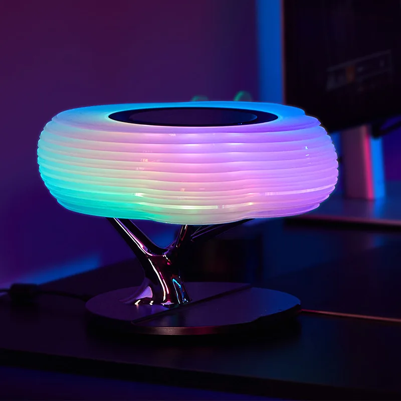 Trending Products 2025 Cloud Intelligent Magnetic Wireless Charging   Lamp Table Light with BT Speaker for Home RGB Night Light