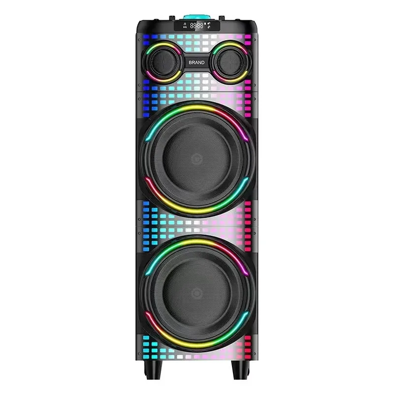 2026 Outdoor Portable Wireless Party Speakers RGB LED Lighting Battery/AC Remote Control Voice Control AUX Home Karaoke Wood Woo
