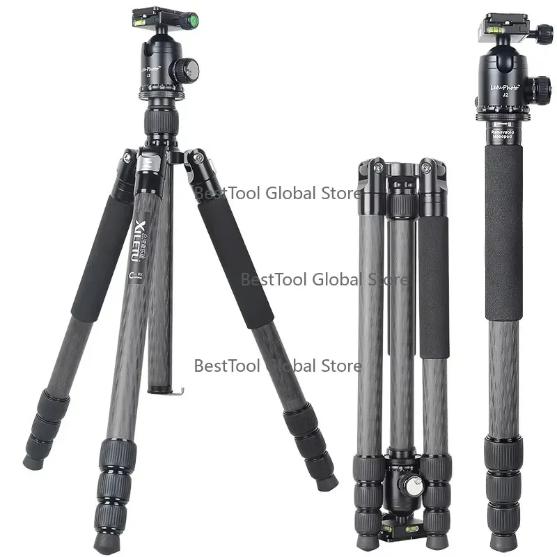 L-33-4C+J2 Car-bon Fiber Tripod - Lightweight Travel Tripod For DSLR/Mirr-orless/Smar-tphone With Ball Head & Qui-ck Release