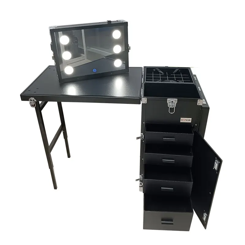 Professional manicure box, Bluetooth portable tattoo embroidery toolbox with lamp, universal wheel tie rod and makeup manicure