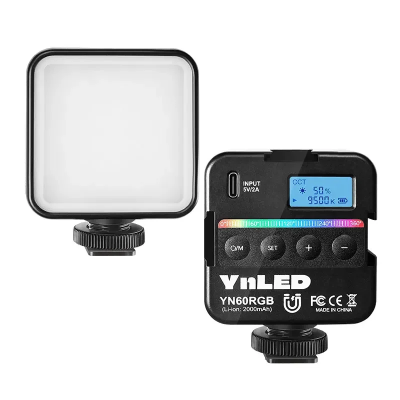 YN60RGB Pocket RGB Video Light 2500K-9500K Adjustable Small Portable LED Video Fill Light With 1/4 Screw Cold Shoe Seat